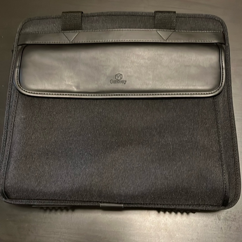NWT black computer case with hand and shoulder straps